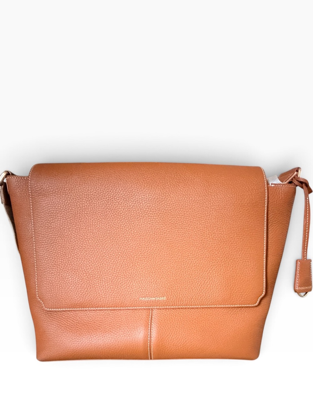MAISON de SABRÉ Leather Flaire Messenger Bag with Detachable Strap - Camel